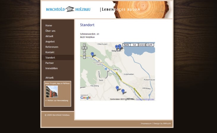 Screenshot Website Berchtold – www.berchtold-holzbau.ch