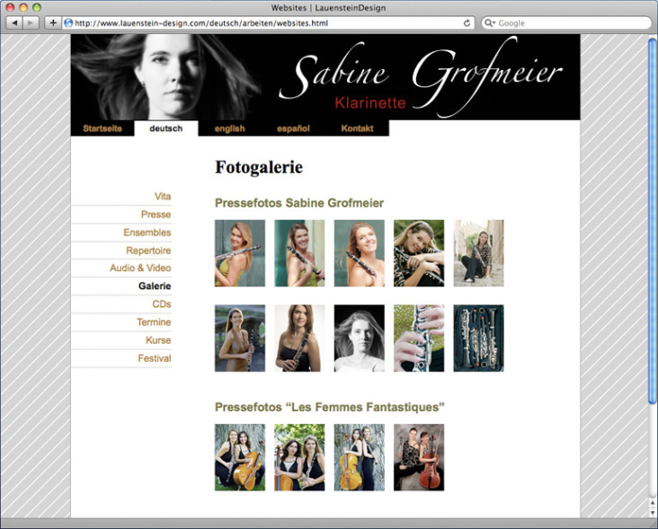 Website „Klarinettistin Sabine Grofmeier“