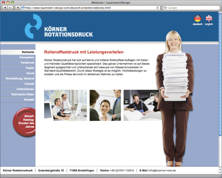 Website „KÖRNER Rotationsdruck“