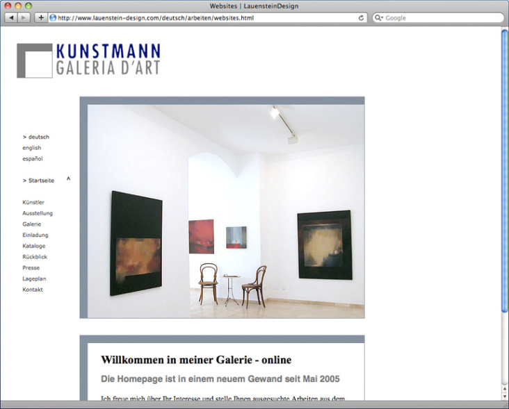 Website „Galería Kunstmann“