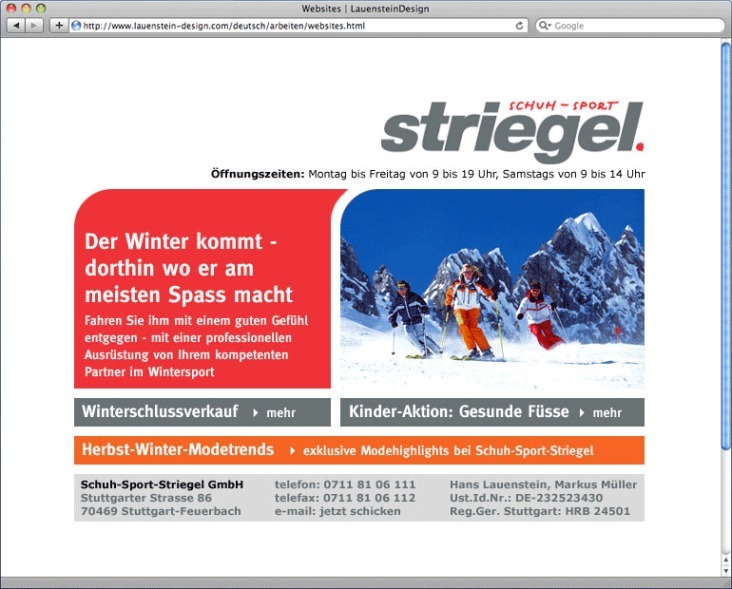 Website „Schuh-Sport-Striegel“ (alt 1)