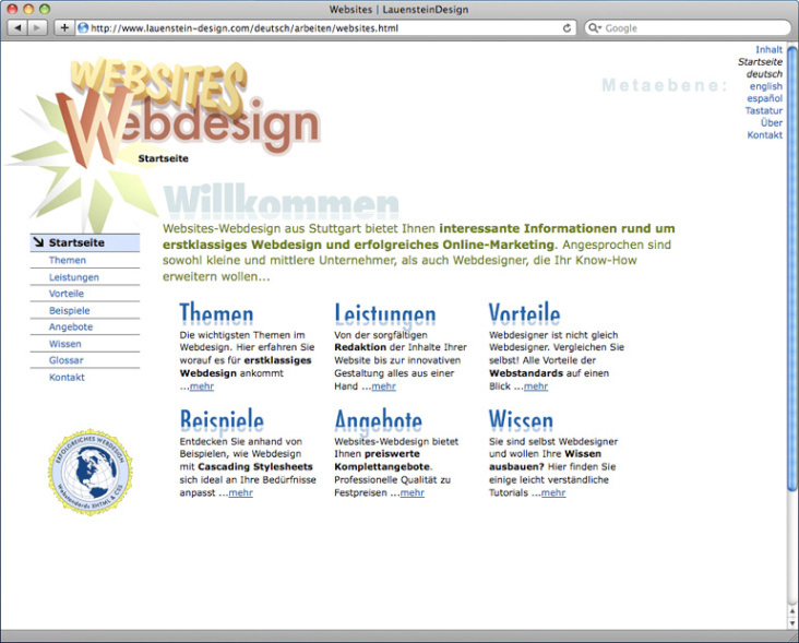 Website „WEBSITES Webdesign“ (alt)