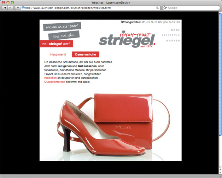 Website „Schuh-Sport-Striegel“ (alt)