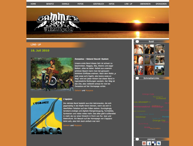 Webseite für das Sammersee Festival 2010
