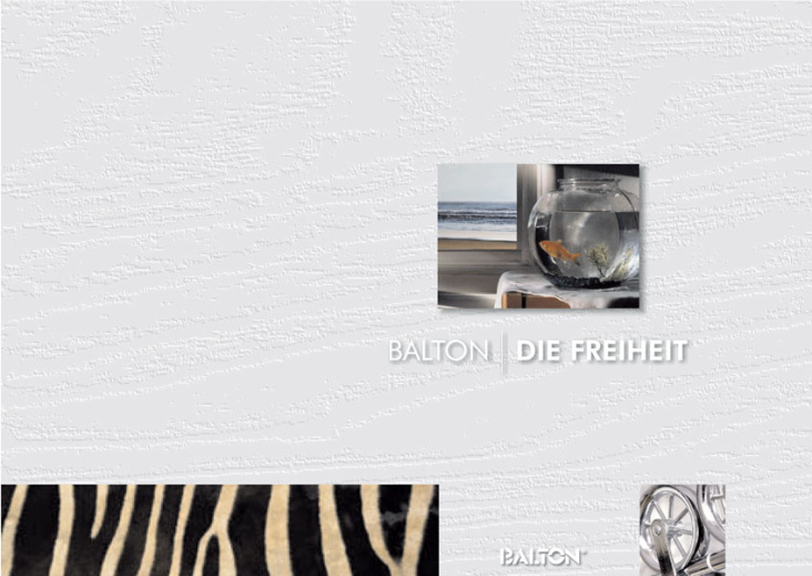 Katalogentwurf für BALTON, im Design der Möbelkojen (Beton, Tierfell, Alu-Produkte, von Hagen Design)