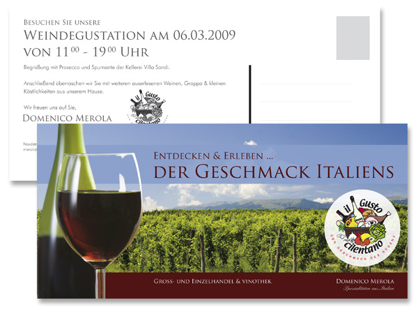 Italienischer Feinkosthandel: Einladung Weindegustation