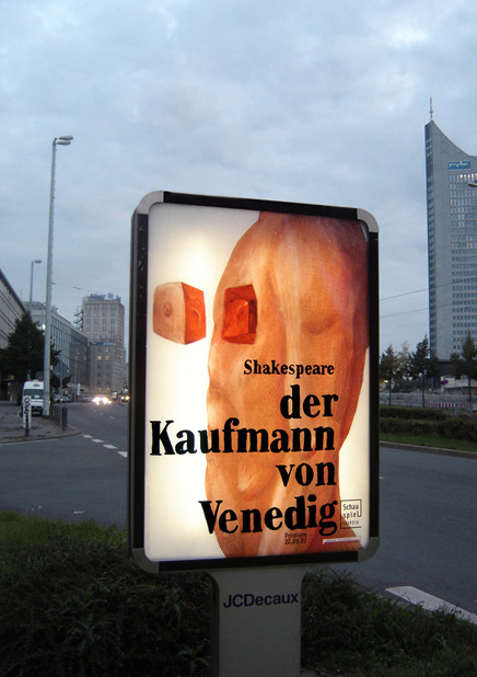 »Der Kaufmann von Venedig«, Premierencitylightplakat für das Leipziger Schauspielhaus