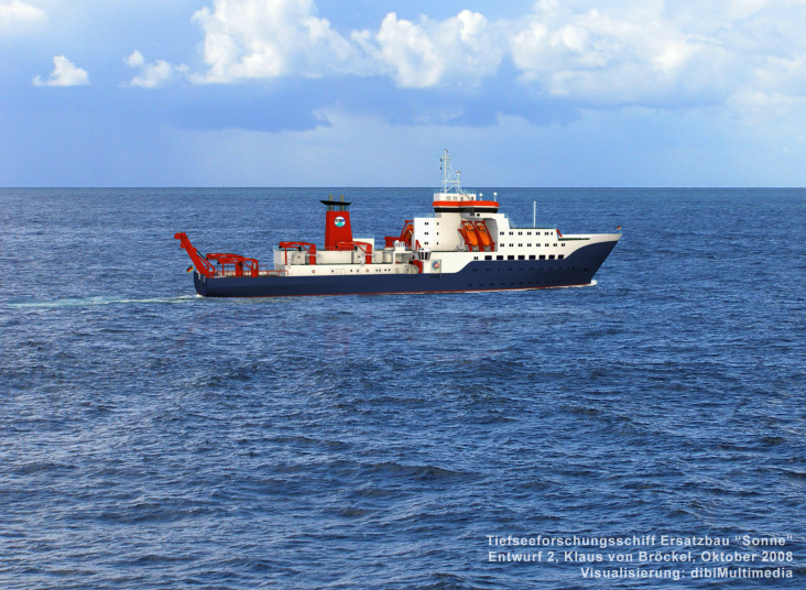 Fotomontage eines geplanten Forschungschiffes für IFM-GEOMAR