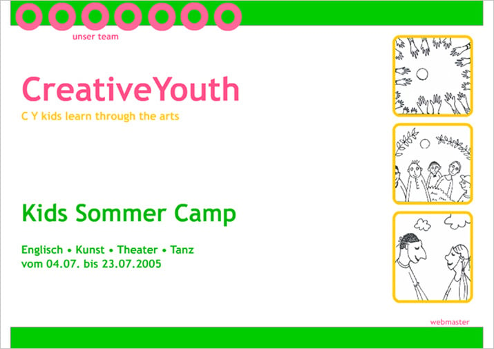 Design der Website eines Sommer-Camps für Kinder (mit einbinden der vorgegebenen Illustrationen)