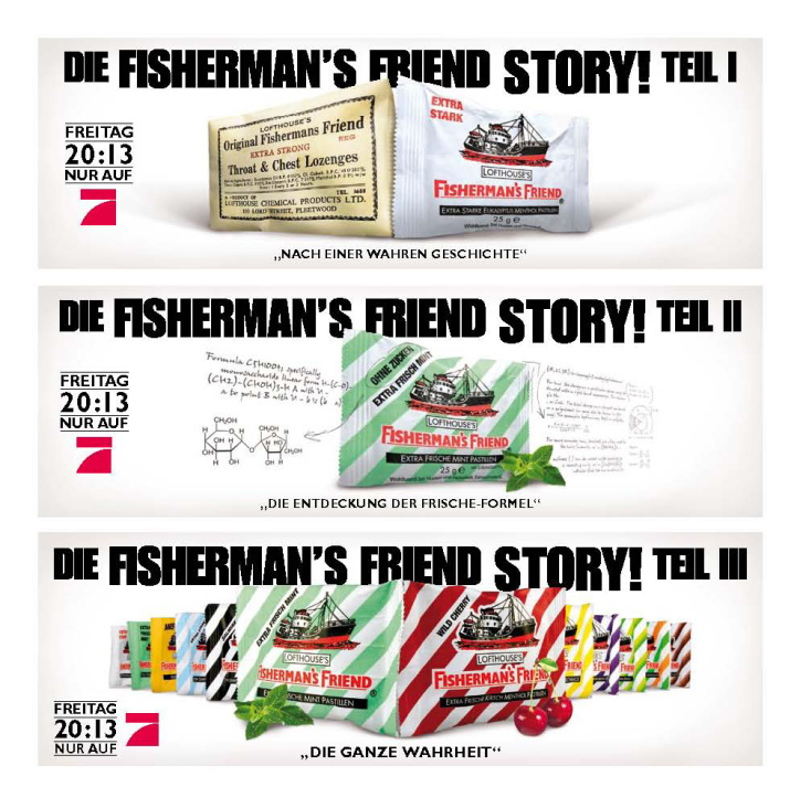 Anzeigen zur TV Kampagne „Die Fisherman‘s Friend Story Teil 1-3“