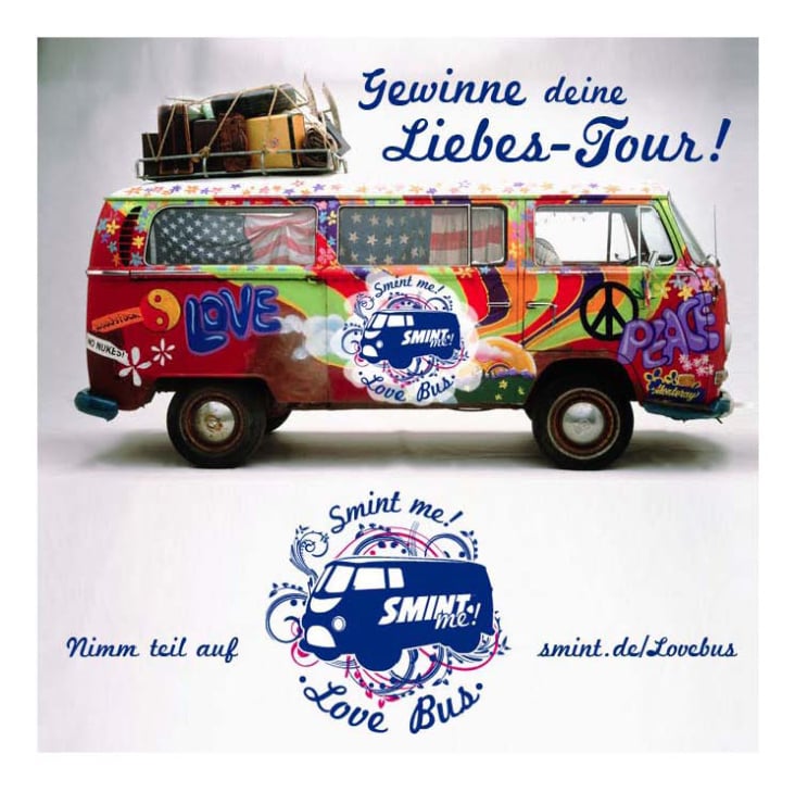 Smint Anzeige zur Promo-Tour „Love Bus“