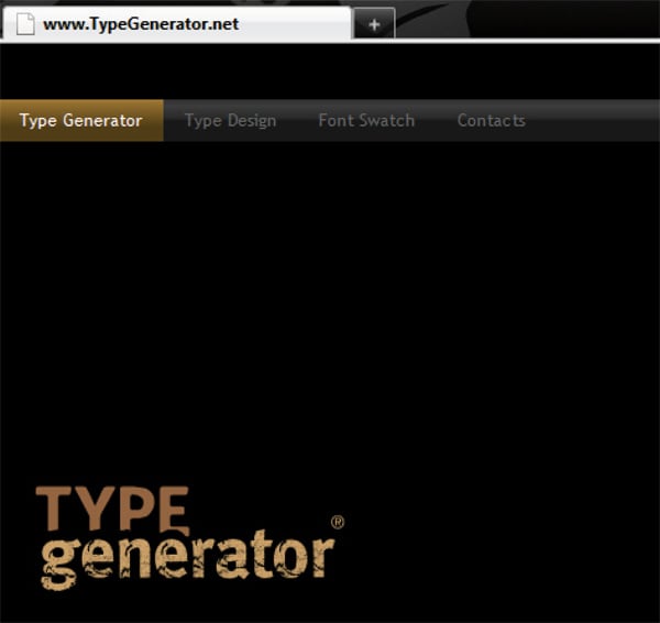 typegenerator.net web screen shot featuring logo design