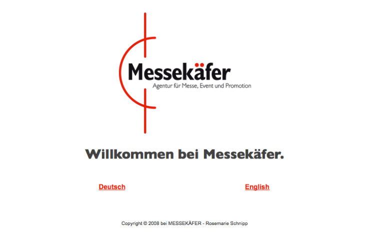 Screendesign der Startseite mit Sprachauswahl