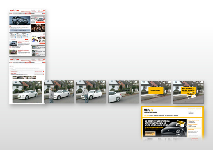 In drei Fahrzeug-Profilen auf auto.de wurden Viral-Filme in die Profilbilder der Fahrzeuge eingebettet.
