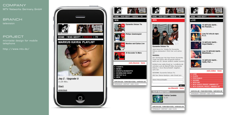 microsite for mobile telephone