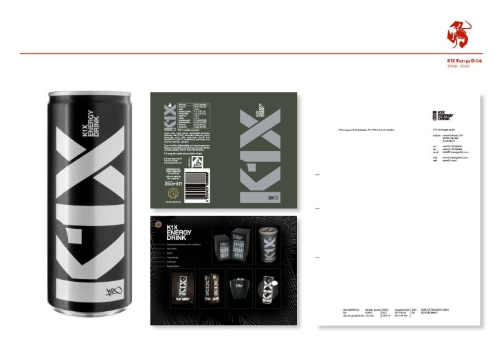 K1X Energy Drink Werbemittel und Verpackungs Design, K1X Beverages GmbH