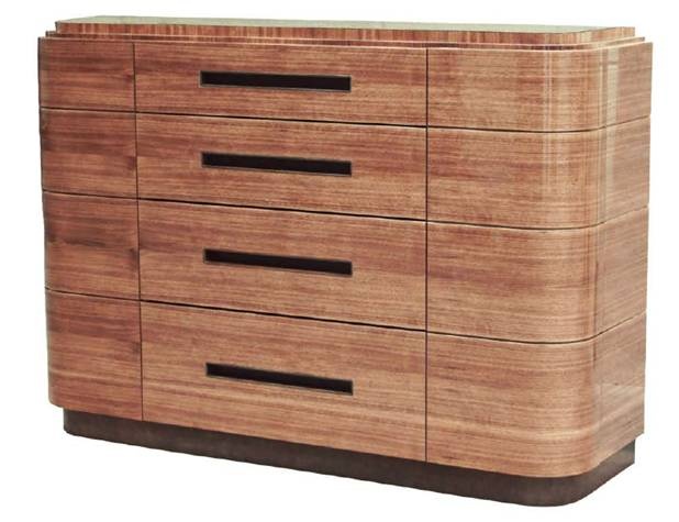 Chest of drawers / French walnut glossy veneer / 4 drawers / 2 cabinets / 110 × 160 × 50 cm