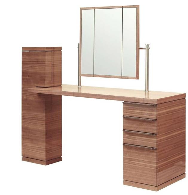 Vanity desk / French walnut glossy veneer / 2 drawers / 1 cabinet / 75 × 150 × 50 cm