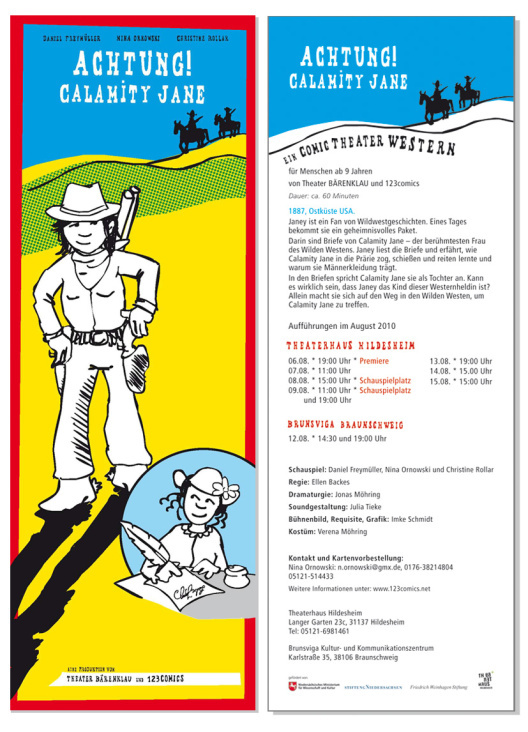 Achtung! Calamity Jane – Flyer für Kindertheaterstück