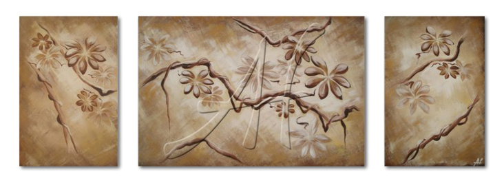 Sepia Rankenpflanze, Tryptichon, 180 × 60 cm