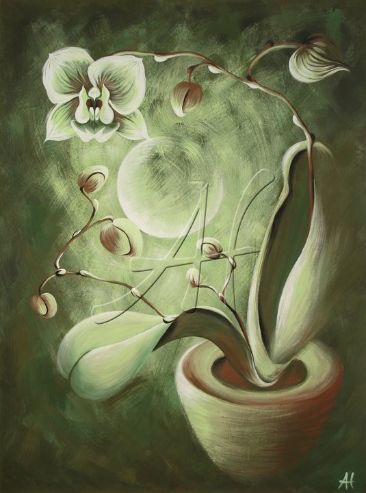 Orchidee bei Mondschein, 120 × 160 cm