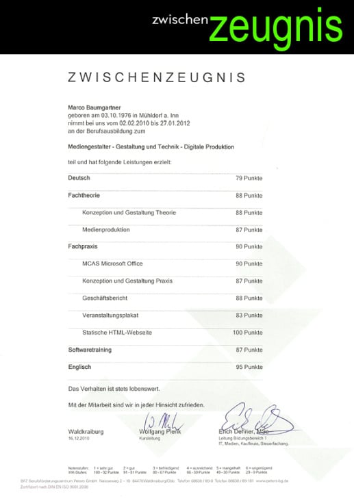 zwischenzeugnis