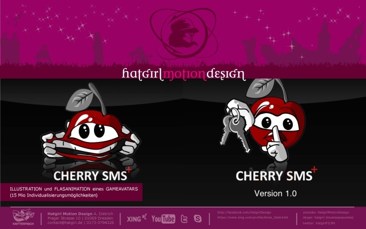Characterdesign interaktiver Buttons für Smartphone Design der Cherry SMS App