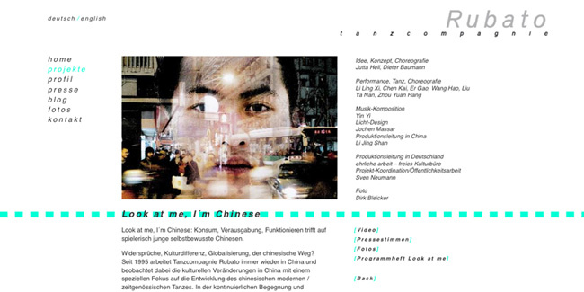 Entwicklung der Webseite http://www.tanzcompagnie-rubato.de