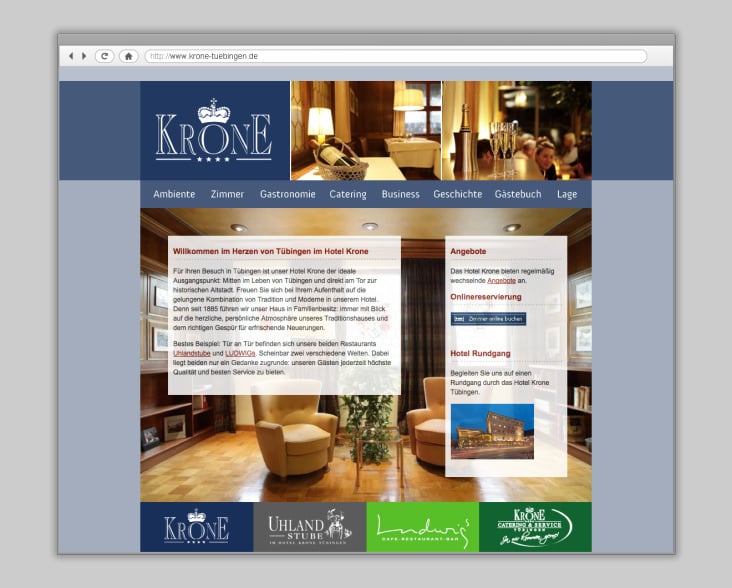Website Krone Hotel Tübingen
