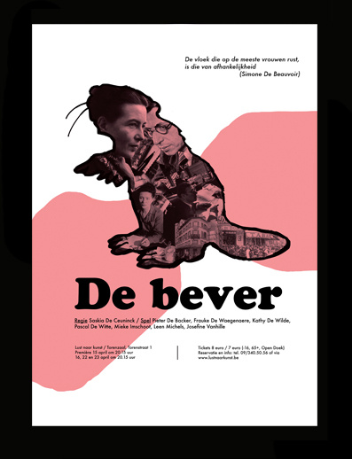 poster for ‚De bever‘ a theatre play about the life of Simone de Beauvoir and Sartre