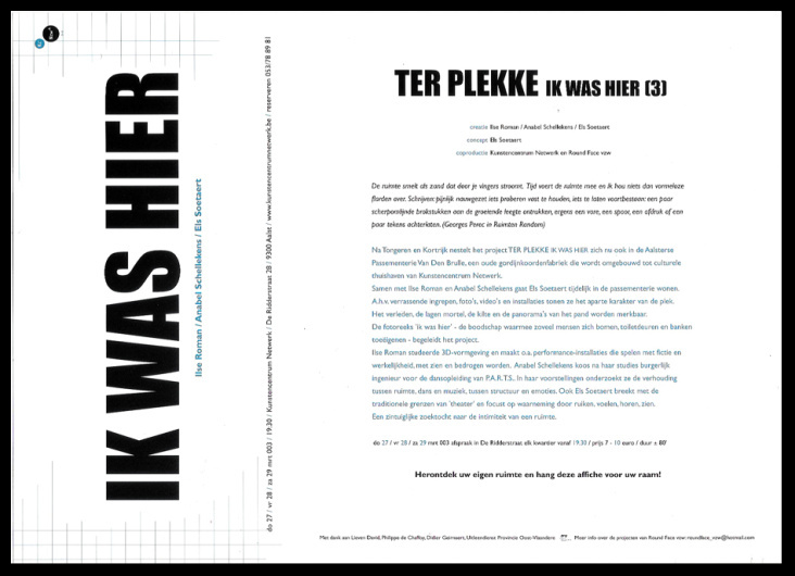 flyer for the performance ’Ik was hier‘