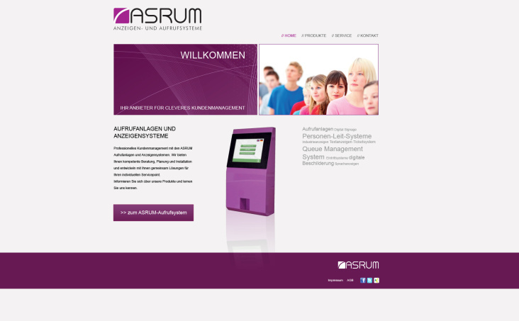 Website ASRUM Anzeigen- und Aufrufsysteme