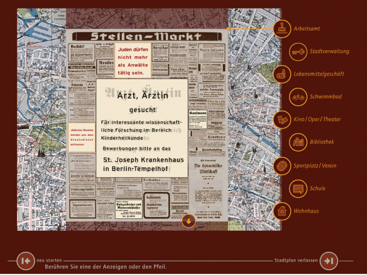 Jüdisches Museum Berlin: interaktive Medienstation „Antisemitische Gesetze“