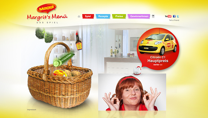 Maggi «Margrit’s Menü». Onlinegame welches Bestandteil der Kampagne des Jahres 2009 war. In Zusammenarbeit mit Ringier New Medi