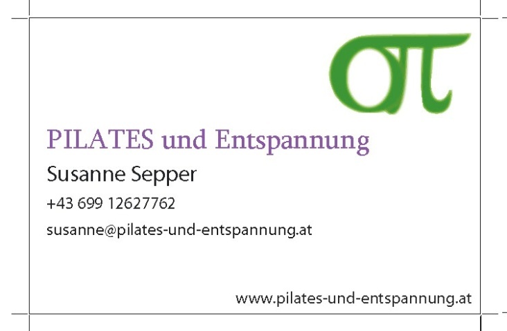 Visitenkarte für Pilates undt Entspannung