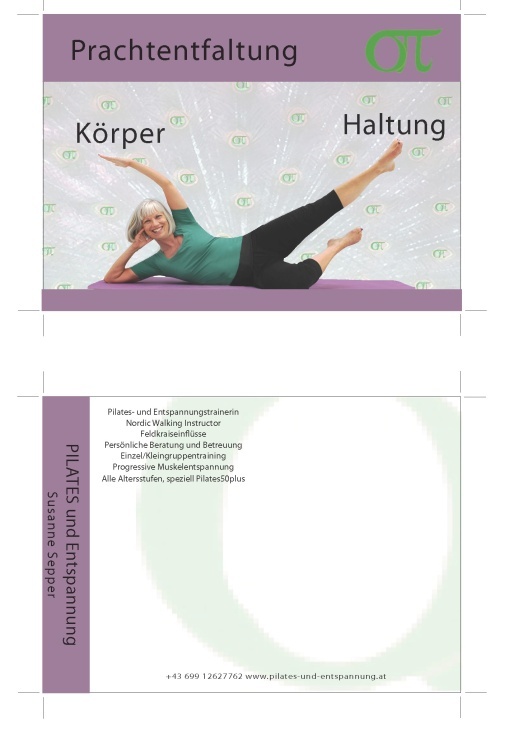 Postkarte komplett für Pilates und Entspannung