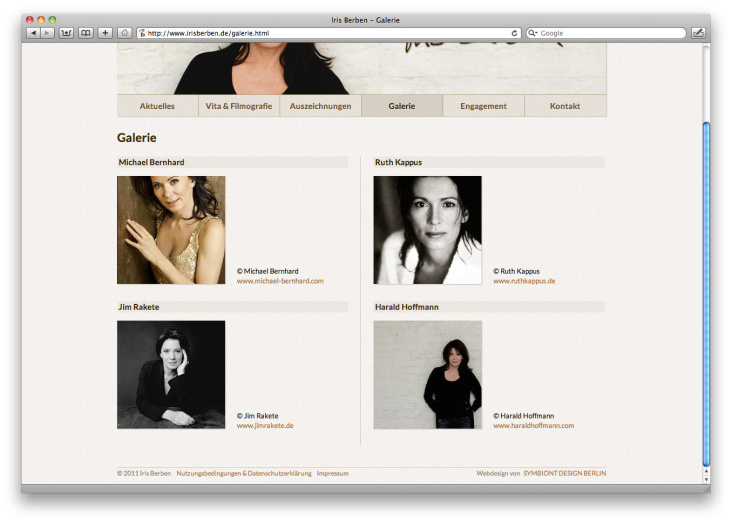 Galerie der Website – Iris Berben