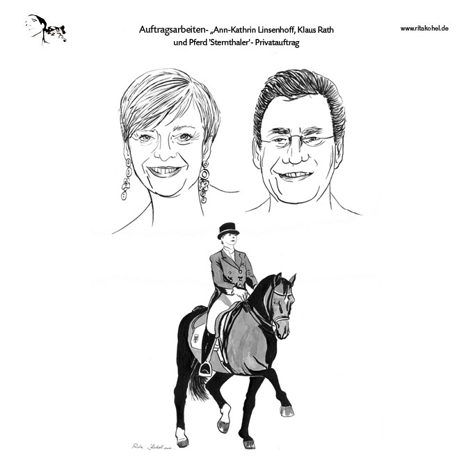 ’Ann-Kathrin Linsenhoff, Klaus Rath und „Sterntaler“ (Tusche auf Papaier)