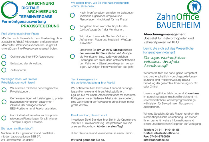 Flyerdesign für ZahnOffice Bauerheim