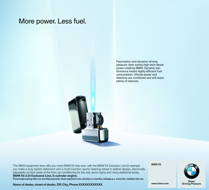 BMW Anzeige mit Zippo Feuerzeug, CGI mit Postproduktion