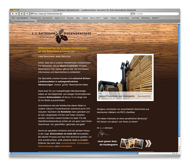 Holzwerkstatt Webseite