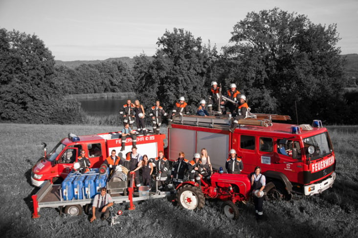 Gruppenfoto der Feuerwehr Hergensweiler, nähe Lindau am Bodensee