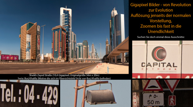 Sheikh Zayed Straße – 10,4 Gigapixel; Originalgröße 34m x 20m