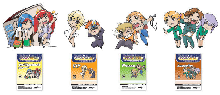 Illustrationen für die Eintrittsticket der Manga-Convetion Connichi
