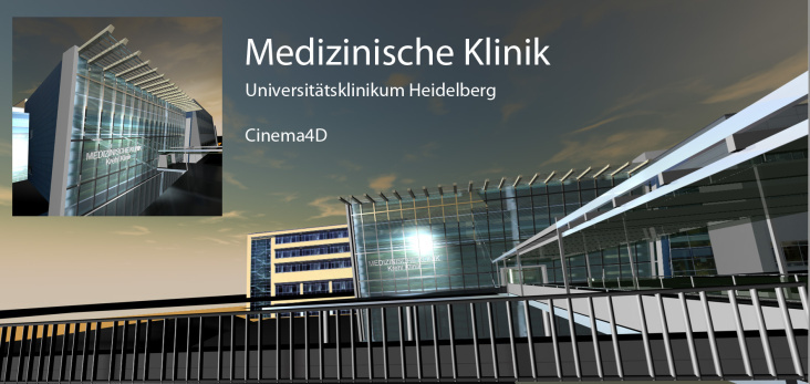 mit Cinema4D: Eingangsbereich der Medizinischen Klinik, Universitätsklinikum Heidelberg