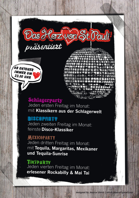Plakat für abendliche Veranstaltung im Herz von St. Pauli