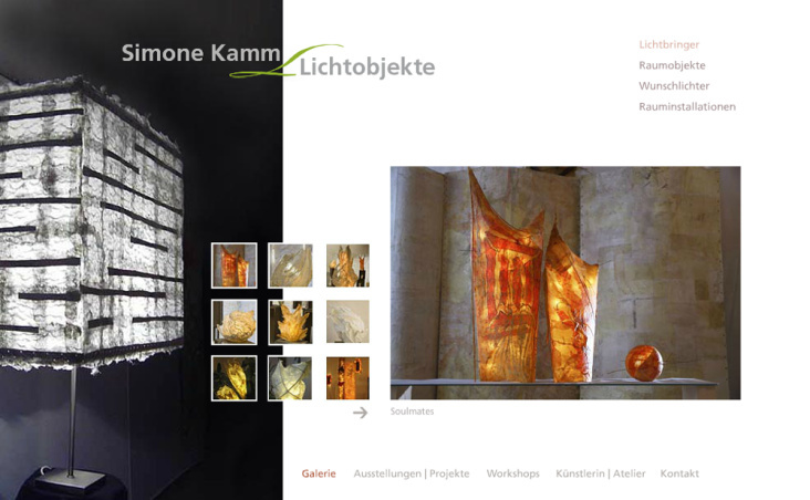 Website für Simone Kamm  |  Lichtobjekte