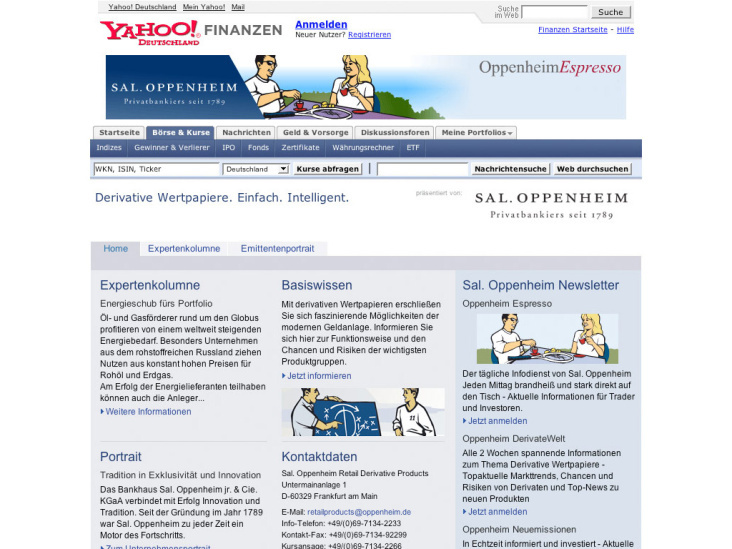 Sal Oppenheim Microsite auf Yahoo! Finanzen