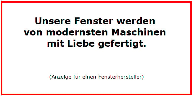 Anzeige für einen Fensterhersteller