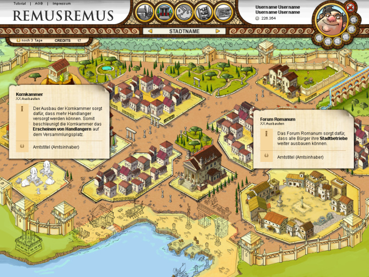 Remanum – Wirtschaftssymulations-Browsergame angesiedelt in der Antike; Auftraggeber: Travian Games